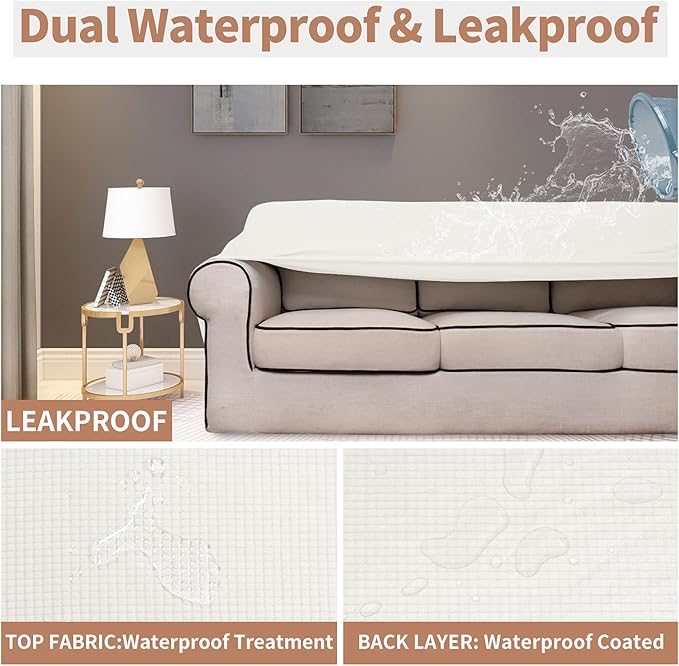 Easy-Going 100% Waterproof Loveseat Couch Cover, Dual Waterproof Sofa Cover - Image 3