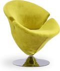 Manhattan Comfort Tulip Swivel Accent Chair with 360° Turn, Modern Flower Inspired Design, Soft Velvet Upholstery, Polished Chrome Base, No Assembly Required, 300 Lbs Capacity, Green