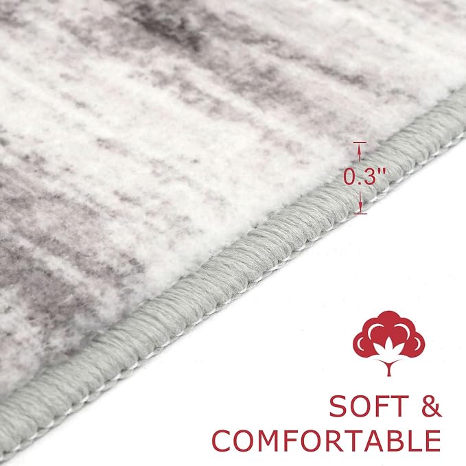 KOZYFLY Modern Abstract Hallway Runner, 2x12 Washable Rug Runner Non-Slip Soft - Image 2