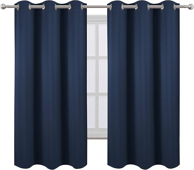 LEMOMO Navy Blue Blackout Curtains 42 x 63 Inch Length/Set of 2 Curtain - Image 2