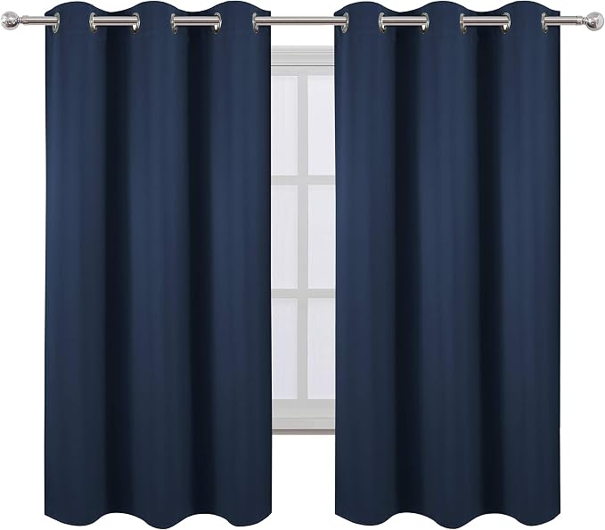 LEMOMO Navy Blue Blackout Curtains 40 x 63 Inch Length/Set of 2 Curtain - Image 2