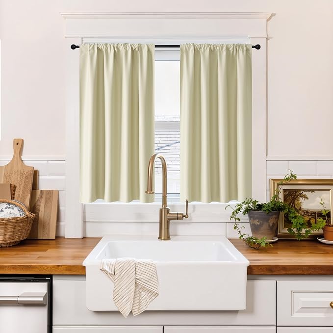 RYB HOME 100% Blackout Basement Curtains 36 inches Long, Heat & UV Blocking by RYBHOME