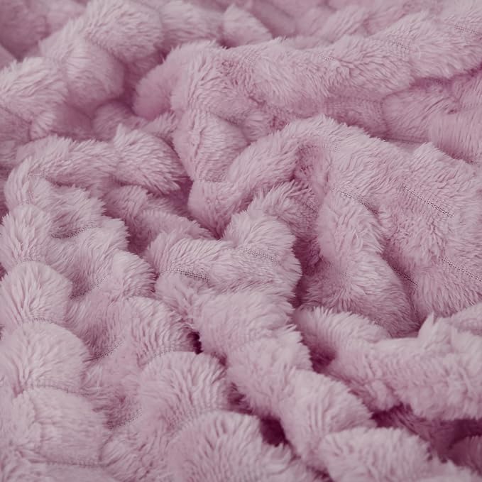 Puncuntex Light Purple Throw Blanket 60"×80" inches Fuzzy 3D Jacquard - Image 6