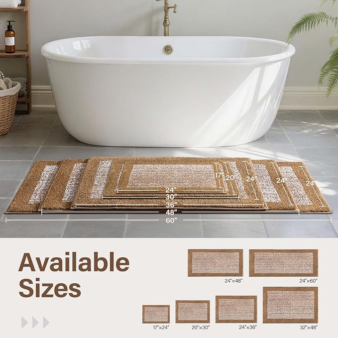 Bathroom Rugs 24x17 Non Slip Washable, Coffee Bath Mat - Image 6