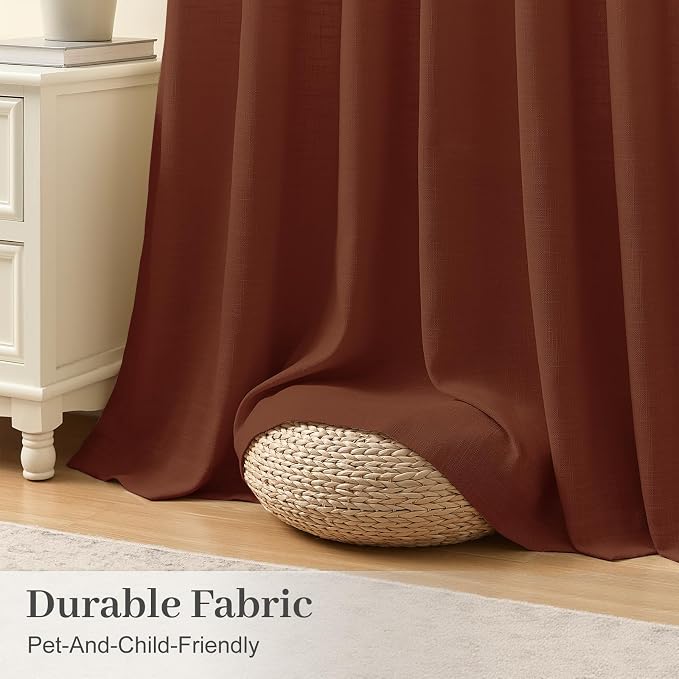 IVAPUPU 90 Inch Linen Blend Curtains 2 Panel Set - Image 9