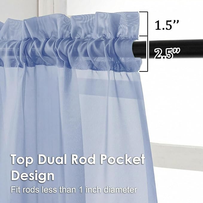OVZME Sheer Curtains 84 Inches Long 2 Panels Set, Light Filtering Transparent - Image 3