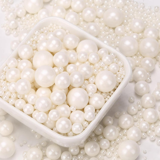 QuirkTech Pearl Sprinkles Mix-sized, 1.1Lb/500g White Edible Pearls for Cake Decorating, Ice Cream Topping Cupcake Toppers Cookie Wedding Shower Party