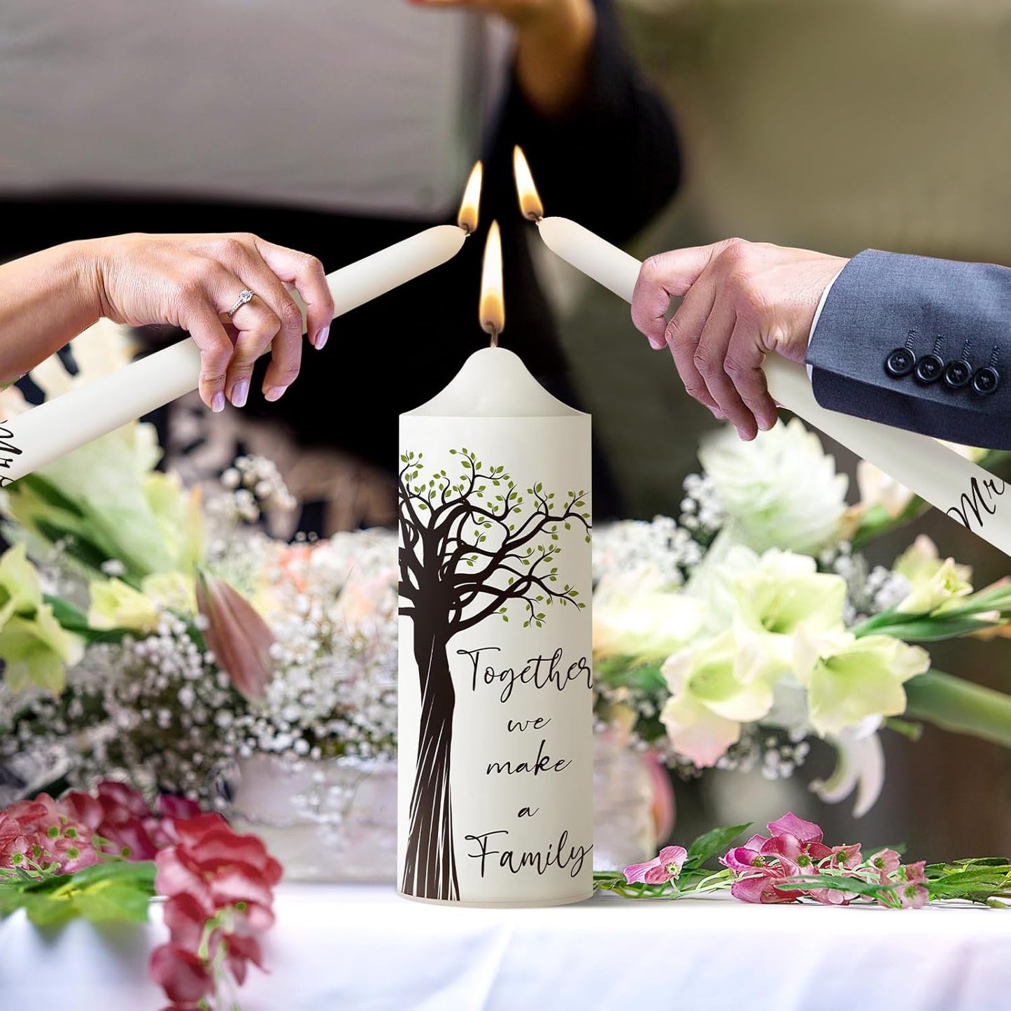 Frienda Unity Candles for Wedding Ceremony Set Wedding Unity Taper Candles Catholic Religious Ceremony Accessories(Tree Style)