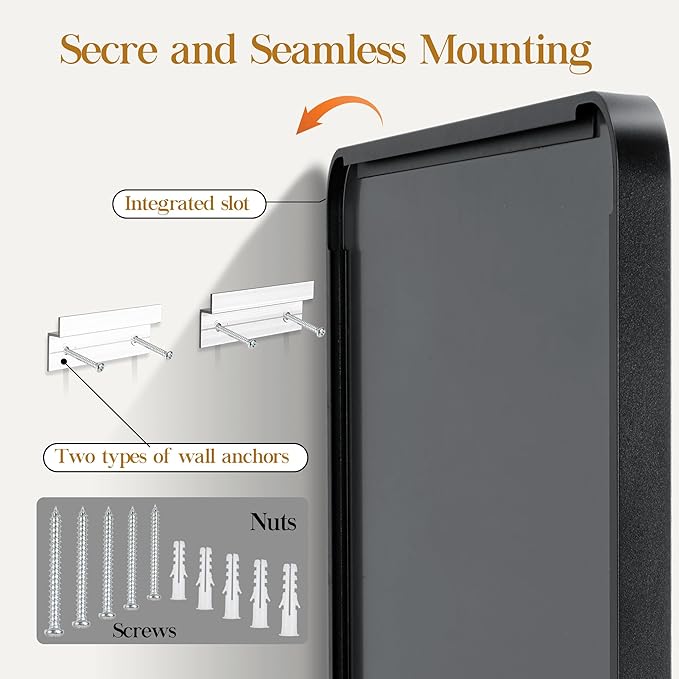 40×30 Black Bathroom Mirror, Rectangular Bathroom Vanity Mirror for Wall with Rounded Corners & Aluminum Alloy Frame, Tempered-Glass, Modern, Farmhouse, Horizontal/Vertical, Entryway, Bedroom