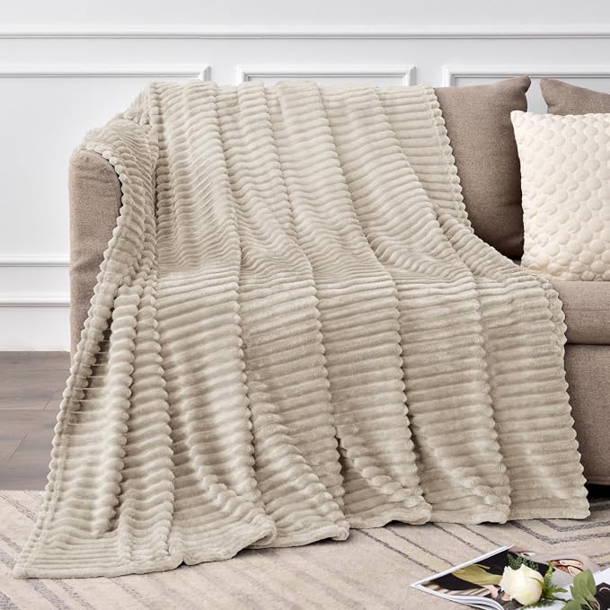 BEDELITE Fleece Blanket Full Size – 3D Ribbed Jacquard Soft and Warm Decorative - Image 6