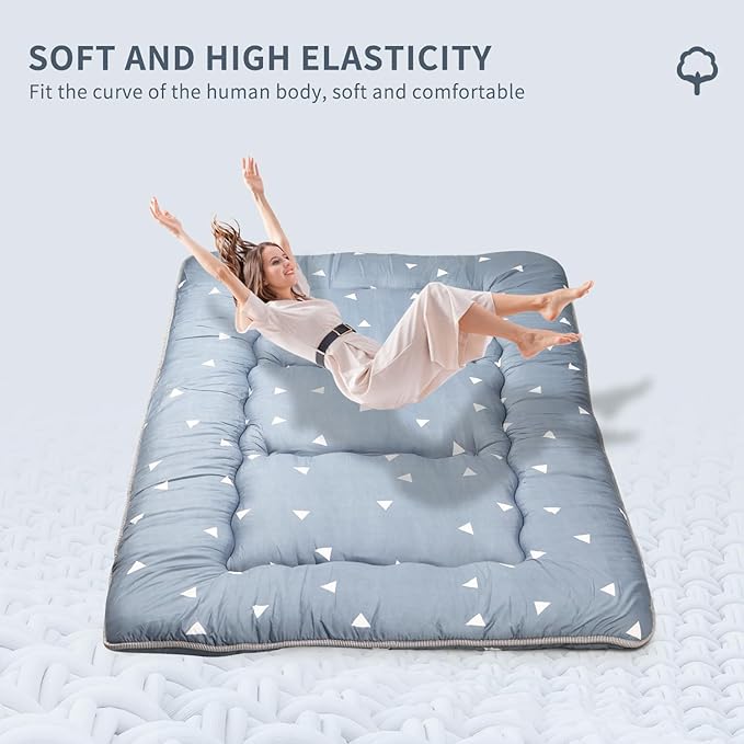 Japanese Floor Mattress,Roll Up Memory Foam Tatami Mat Easy to Store and Portable,Futon Mattress Suitable for Camping and Guest Room (Grey, Twin (80" x 36"))