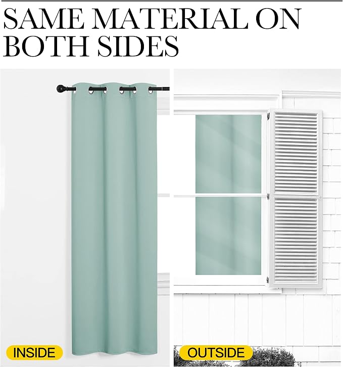 NICETOWN Aqua Blue Thermal Insulated Curtains Blackout Draperies, Window - Image 6