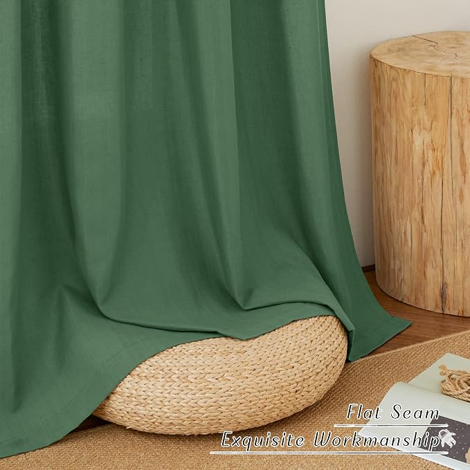 NICETOWN Flax Olive Green Linen Curtains - Image 5