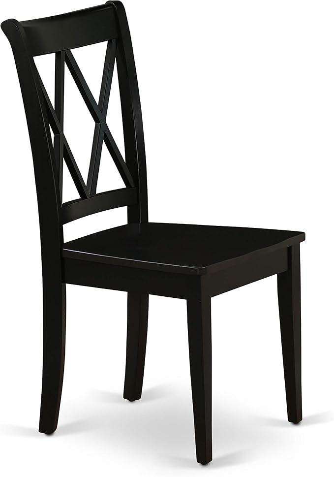 East West Furniture SHCL3-BLK-W 3 Piece Dining Table Set for Small Spaces Contains a Round Kitchen Table with Pedestal and 2 Dining Room Chairs, 42x42 Inch, Black