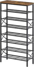 8 Tier Shoe Rack, Shoe Storage Organizer, Large Capacity Shoe Shelf Holds 32 Pairs of Shoes, Durable and Stable, for Entryway, Hallway, Closet, Dorm Room, Rustic Brown SS08BR