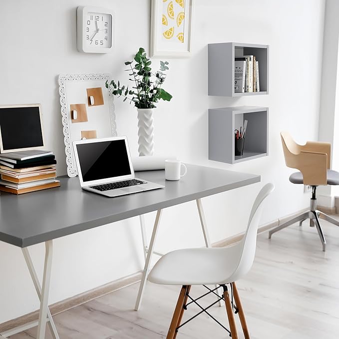 Kaboon 45x20 inch Table Top Universal, Solid One-Piece Desktop, Reversible Melamine Countertop, Double Desks, L-Desk DIY, Gray