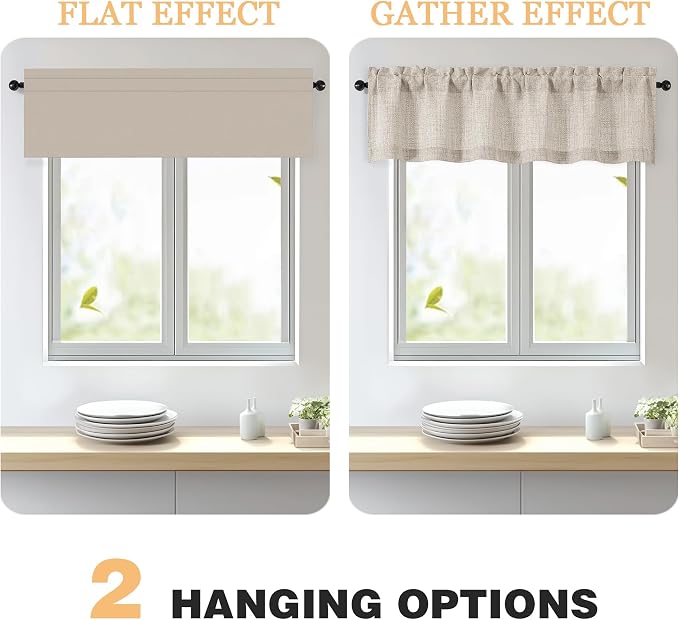 OWENIE Linen Valances for Windows 1 Pcs 22 Inch Length, Light Filtering - Image 5