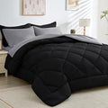 HEVUMYI 120x98 Oversized King Comforter Set - 7-Piece All Season Bed in a Bag Oversized King, Ultra Soft Bedding Set with 120 x 98 Comforter, Flat Sheet, Fitted Sheet, Pillowcases, Black & Light Grey