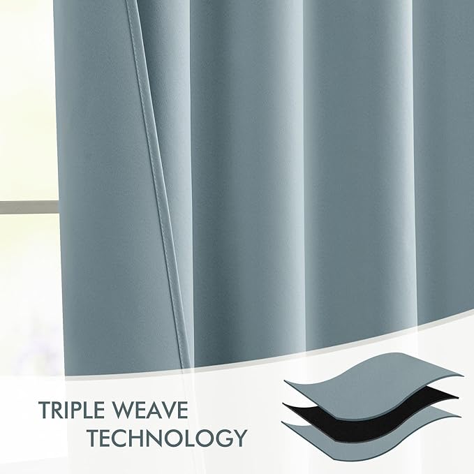 MIULEE Slate Blue Back Tab Blackout Curtains 72 Inches Long 2 Panels Set - Image 7