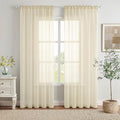 MIULEE Light Cream Sheer Curtains 90 inches Long Window Curtains 2 Panels Solid by MIULEE