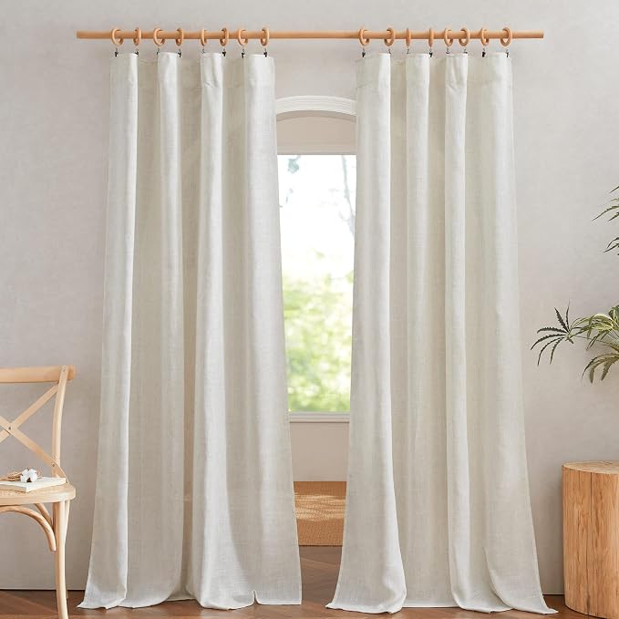 NICETOWN 102 inch Curtains Natural Linen Burlap - Image 3