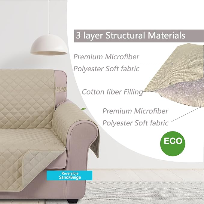 U-NICE HOME Recliner Chair Covers Reversible Quilted Water Repellent Pet - Image 3
