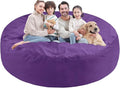 7FT Bean Bag Chair, Large Bean Bag Chairs with Memory Foam Filled, Fluffy Beanbag Sofa with Dutch Velvet Cover, Round BeanBag Chairs for Living Room, Playroom - Purple