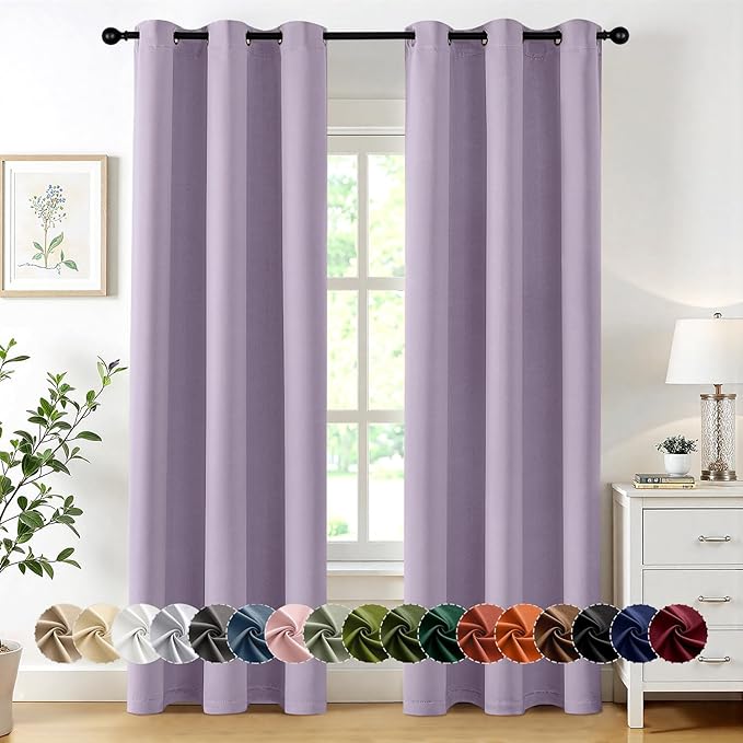 MIULEE Lilac Blackout Curtains for Bedroom Living Room 72 Inches Long 2 Panels by MIULEE