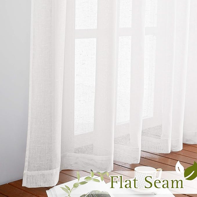 NICETOWN Linen Sheer Curtains Flax Texture - Image 6