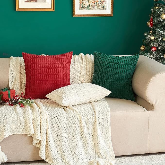 MIULEE Pack of 2 Dark Green Corduroy Decorative Pillow Covers 18x18 Inch Soft - Image 8