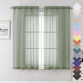 Lecloud Sage Green Sheer Curtains 63 Inch Long 2 Panels, Elegant Voile Drapes by Lecloud