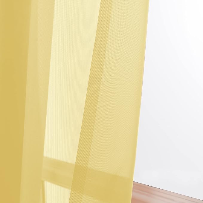 OWENIE Sheer Curtains 63 inch Length 2 Panels Set, Ivory Sheer Cutains Short - Image 3