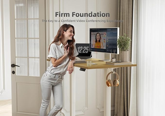 Seang Standing Desk with Adjustable Height, 63x24 Inch Electric Stand Up Desk for Home Office, Studio, Computer Workstation, Nature Top