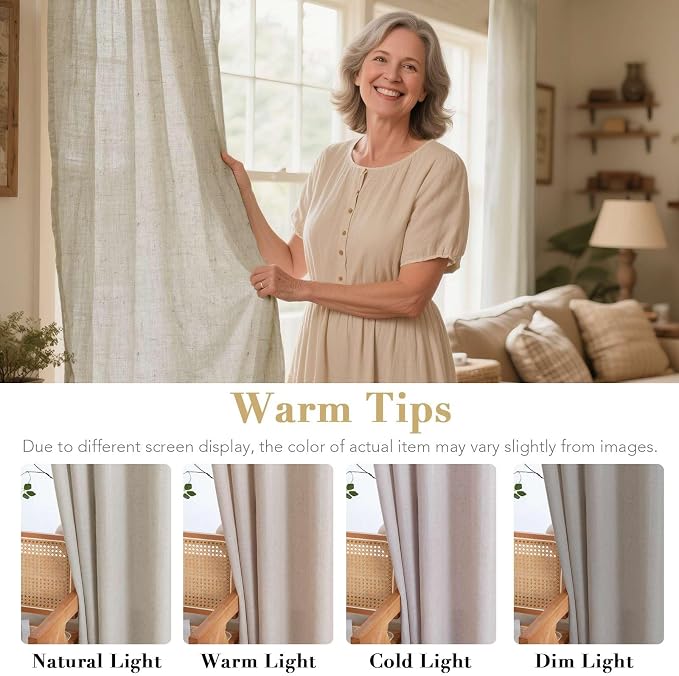 H.VERSAILTEX Living Room Linen Curtains Semi Sheer Curtains Nickel Grommet - Image 3