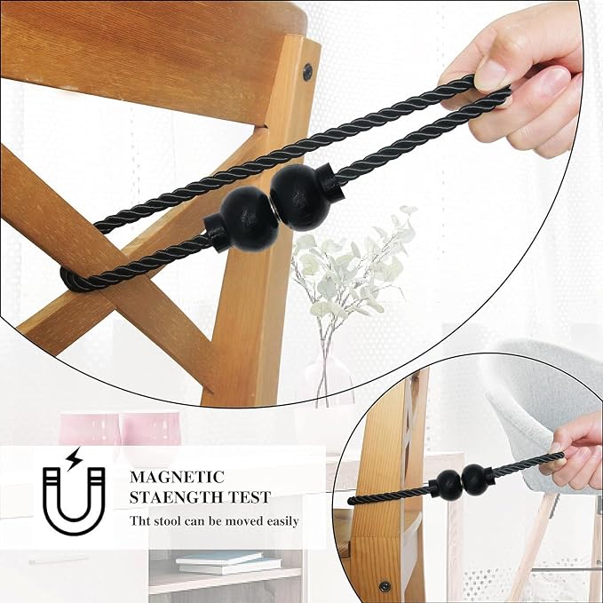 4 Pack Magnetic Curtain Tiebacks Modern Handmade Rope Curtain Tie Backs - Image 4