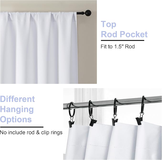 Simplebrand Ava Pure White Curtains 30 Inches Long 2 Panels, Light Filtering - Image 5