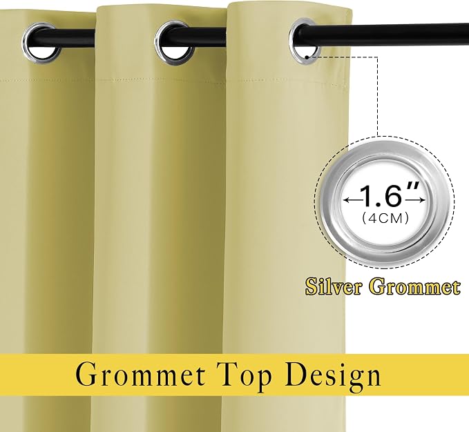 NICETOWN Paler Yellow Blackout Curtains - Image 2