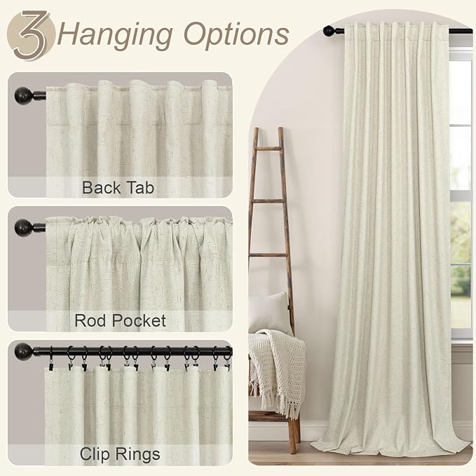 Pitalk Black Out 96 Inch Long Boho Curtains 2 Panel Set Farmhouse Curtain - Image 6
