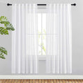 NICETOWN White Faux Linen Semi Sheer Curtains 63 inch Length by NICETOWN