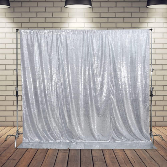 Eternal Beauty Silver Thick Sequin Backdrop, 10x10 Ft Glitter Background Curtains for Shimmer Photography Party Wedding Birthday Back Drop Decor