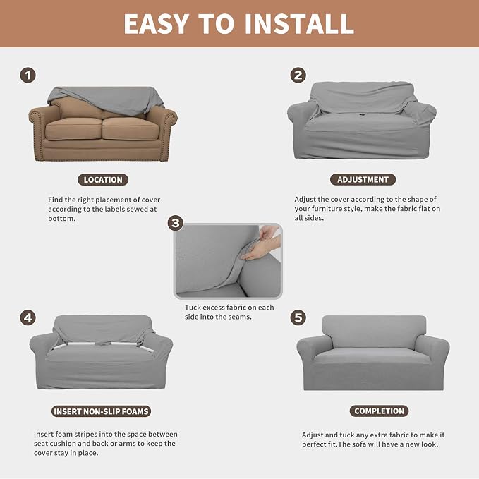 Easy-Going 100% Waterproof Couch Cover, Dual Waterproof Sofa Cover, Stretch - Image 5