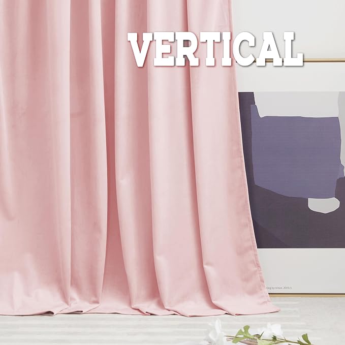 RYB HOME Pink Velvet Curtains 96 inches, Back Tab Soft Fabric Room Darkening - Image 5