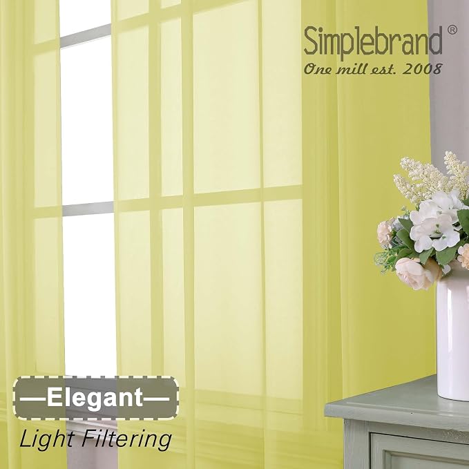 Simplebrand Rod Pocket Top Solid Voile Sheer Curtains - Image 3