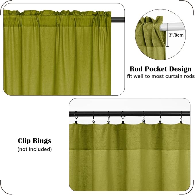 FRAMICS Farmhouse Valance Curtains, Boho Cotton Linen Kitchen Valance, Fresh - Image 8