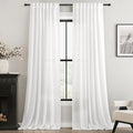Linen White Curtains 90 inches Long by Jolilight