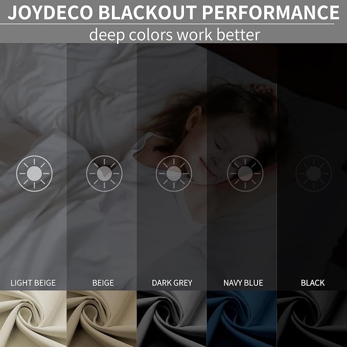 Joydeco Blackout Curtains 90 Inches Long 2 Panels Set, Thermal Insulated Long - Image 2