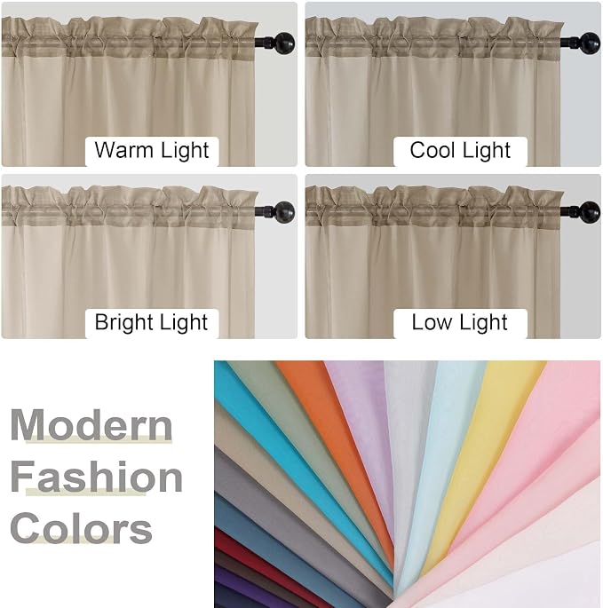 Sheer Taupe Curtains for Bedroom Living Room 63 Inch Length 2 Panels, Airy Soft - Image 7