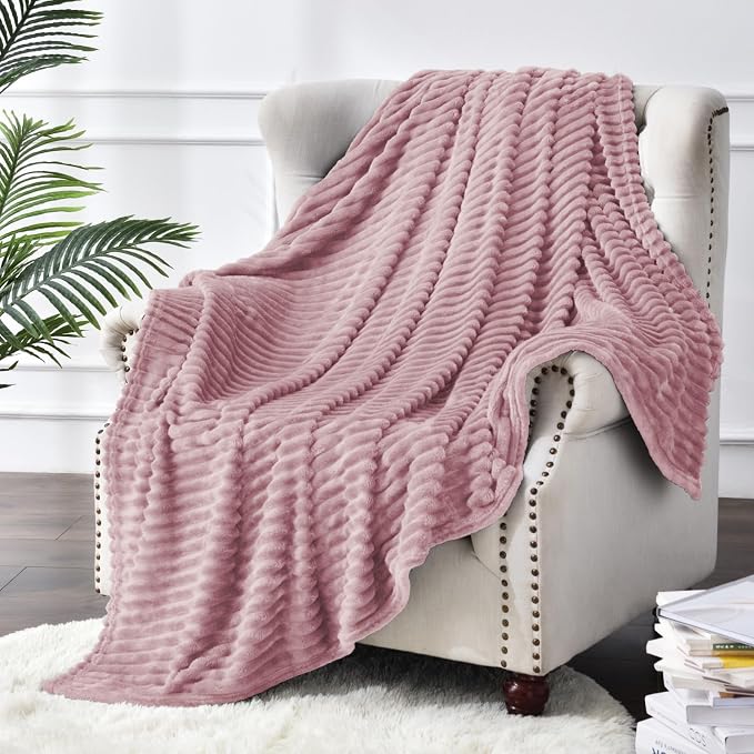 BEDELITE Fleece Blanket Twin Size – 3D Ribbed Jacquard Soft and Warm Decorative - Image 7