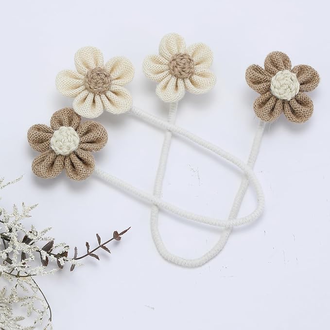 KLOGTSIND Flower Curtain Tiebacks, 4 Pack Boho Curtain Ties Elegant DIY Curtain - Image 6