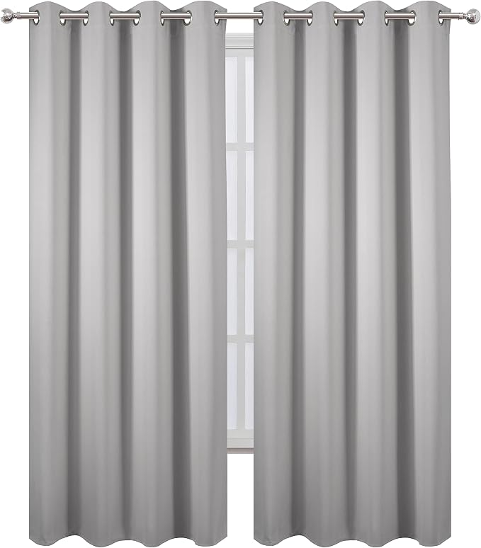 LEMOMO Blackout Curtains 52 x 95 inch/Light Grey Curtains Set of 2 - Image 2